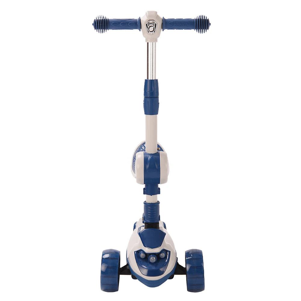 3-1 faltbarer 3-Rad-Rücksitz-Klapprad mit verstellbarem Sitz, LED-Lichträder, 3 Höhenverstellbar, maximale Belastung für Jungen und Mädchen ab 2 Jahren, Blau