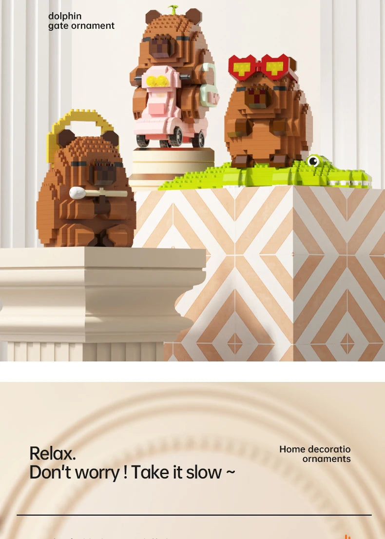 „Capybara Bausteine Set – Süßes Wasser-Meerschweinchen-DIY-Modell |   Lustiges STEM-Spielzeug für Kinder und Erwachsene
