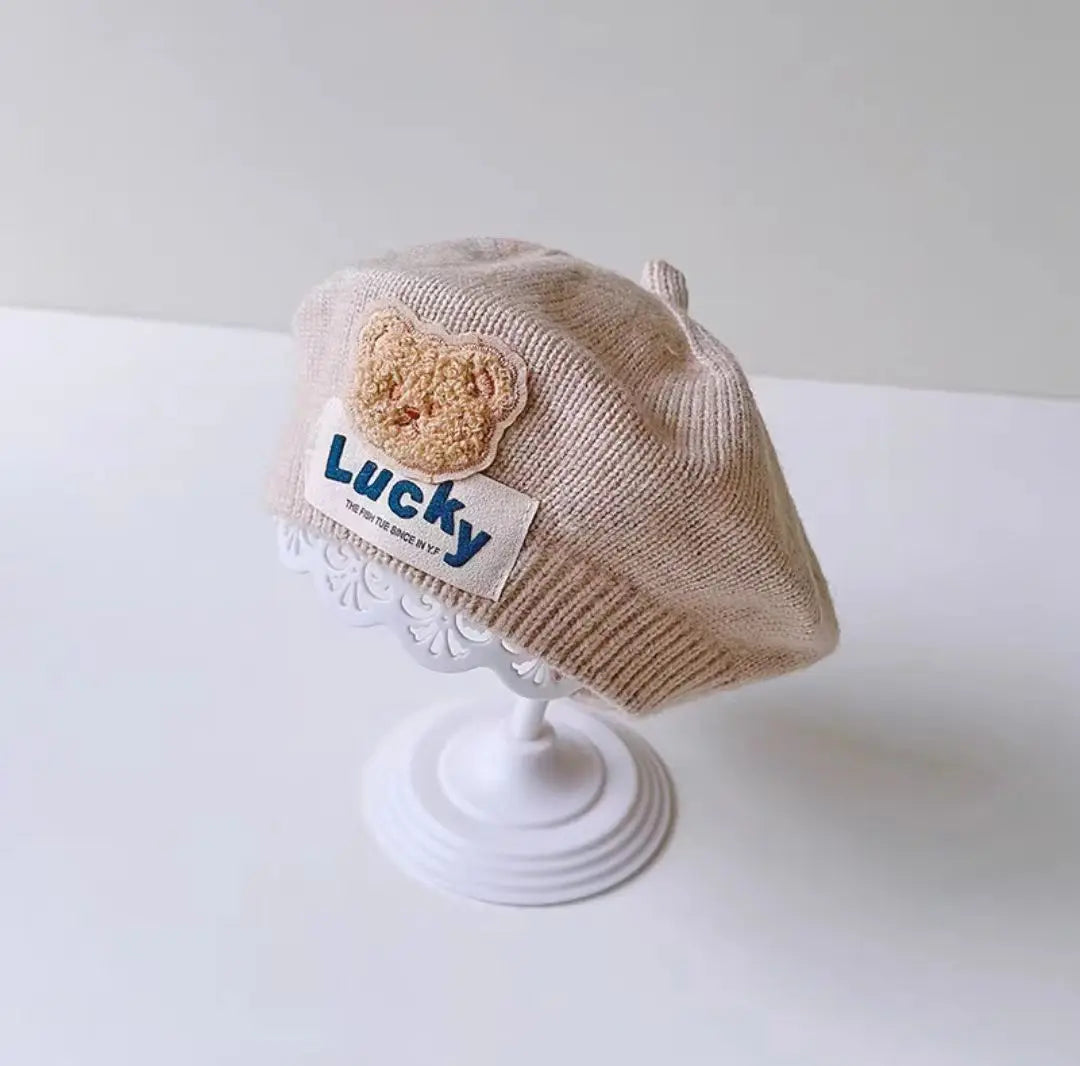 Blume Baby Baskenmütze Hut Winter Warme Gestrickte Beanie Cap für Kleinkind Mädchen Koreanische Kleinkind Prinzessin Künstler Einfarbig Maler Kappen