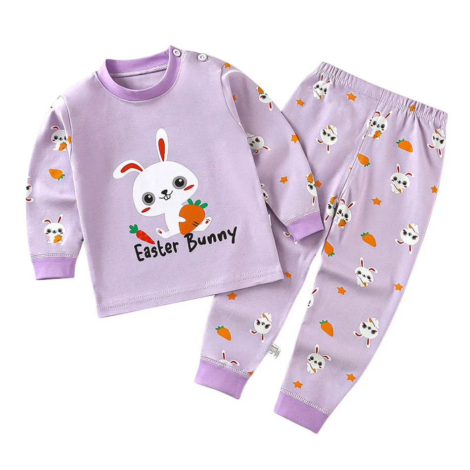 Baumwolle Kinder Pyjamas Set für Jungen Mädchen Herbst und Winter Cartoon Schlafen Loungewear Kinder Nacht Nachtwäsche Hause Tragen Kleidung