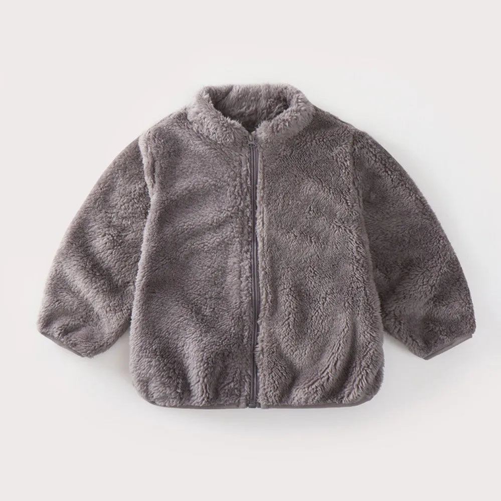 Einfarbig Mode Kinder Plüsch Mantel Herbst Winter Warme Baby Mädchen Junge Casual Jacke Mantel Kinder Kleidung Kleinkind Oberbekleidung