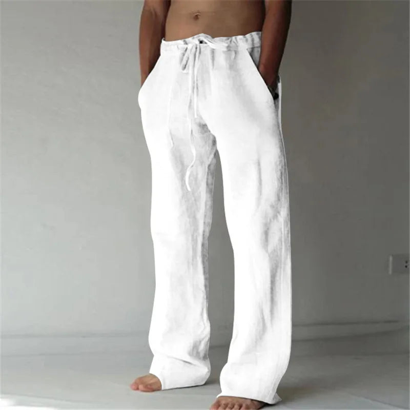 2024 frühling Leinen Breite Männer Hosen Koreanische Hosen Oversize Baumwolle Streetwear Männlichen Neue Yoga Hosen Casual Männer Kleidung Jogginghose