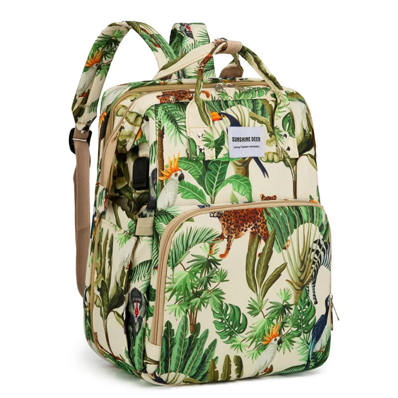 Mama Wickeltaschen Babybett Mutter Große Kapazität Windel Milchflasche Rucksäcke mit Wickelunterlage Praktische Baby-Stilltaschen Geschenk