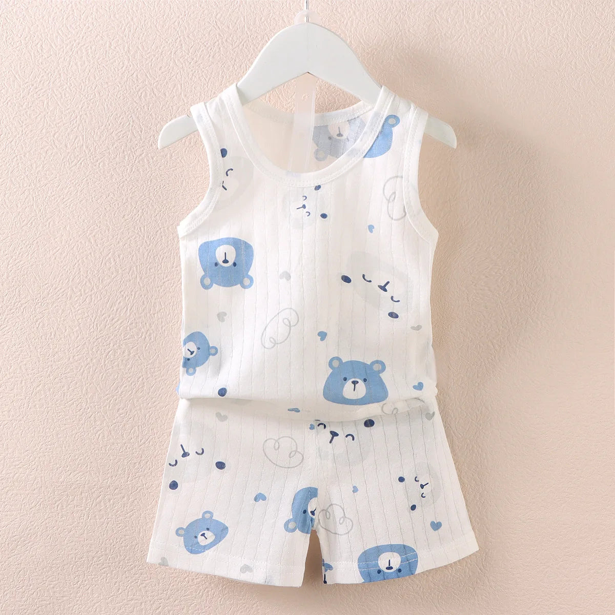 Kinderkleidung, bedruckt, ärmellose Oberteile, Shorts, niedlich, atmungsaktiv, für Kinder, Sommerweste, Shorts, Set, Tank-Top für Babykleidung, Kinder
