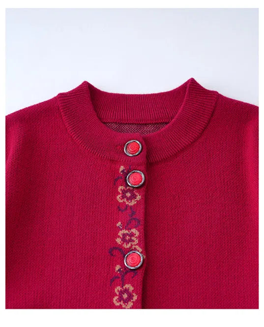 Knöpfe Langarm Mutter mittleren Alters verdicken Strickjacke Pullover Top Oma Wolle Strick mantel Herbst Winter Damen bekleidung