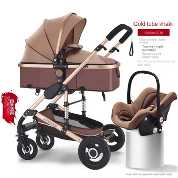 Kinderwagen 3-in-1 Klappbarer Zweiseitiger Kinderwagen für Alle Jahreszeiten Hochwertiger Neugeborenen-Reisekinderwagen