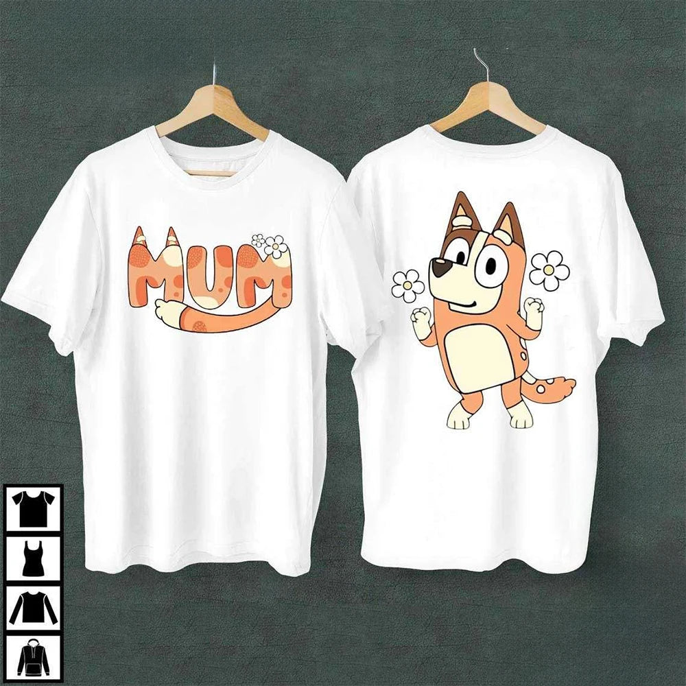 Bluey Day Kurzarm-T-Shirt, lockeres Sportshirt, Bluey Rundhals-Oberteil, bequemes Streetwear-Oberteil für Herren, passendes Familien-T-Shirt, Kleidung ﻿