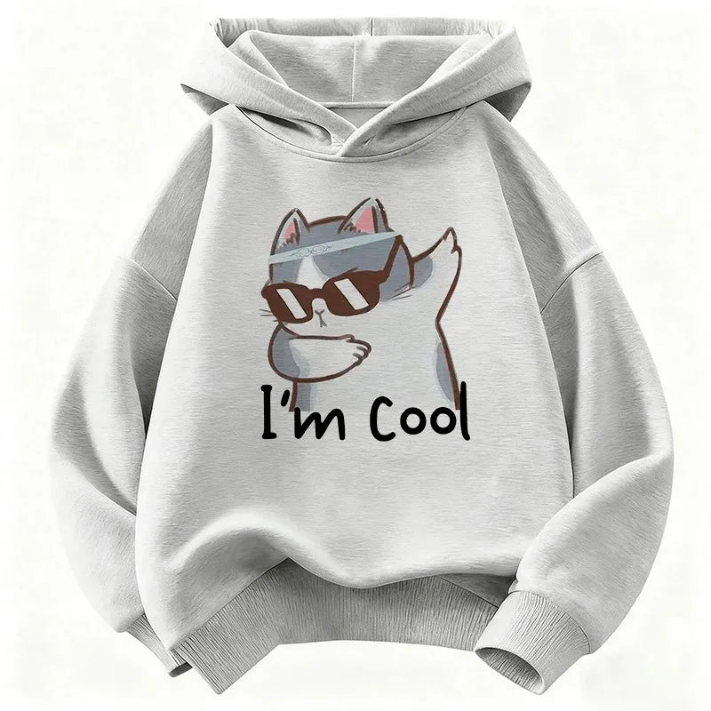 Cooler Katzen-Print Hoodie Unisex Herbst Winter Baumwoll-Sweatshirt Streetwear Mode-Oberteil 2026 Neuer Trendiger Grafik-Pullover für Jugendliche