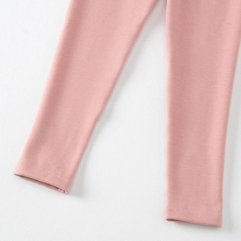 3/1-teiliges Set für Herbst und Winter, Kinder, einfarbig, mittelhohe Taille, dicke Leggings, Jungen und Mädchen, Fleece, warme Freizeithose