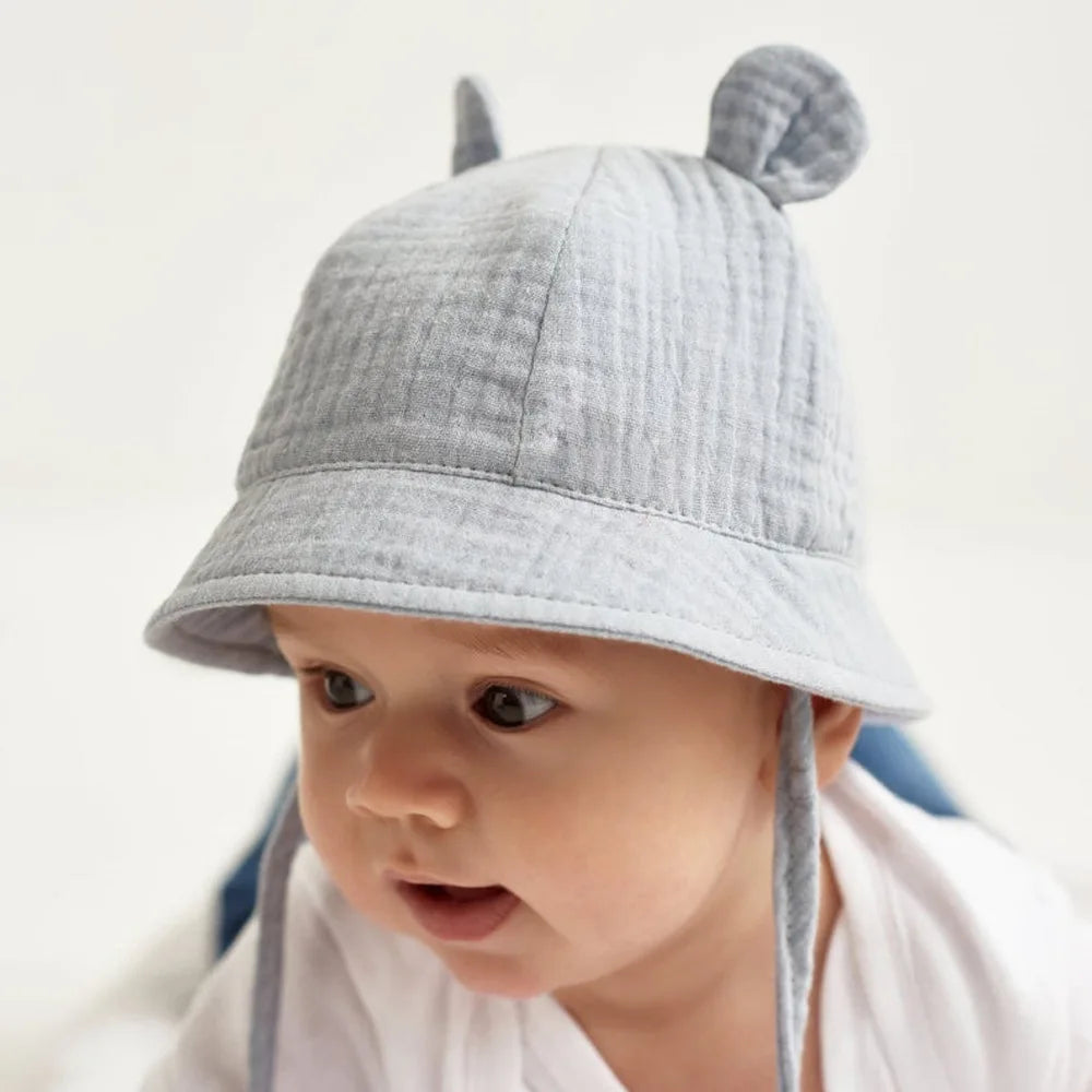 Musselin Baby Sommer Hut Neugeborenen Kappe Baumwolle Baby Sonnenhüte für Mädchen Jungen Säugling Eimer Hut für Kleinkind Zubehör 3-12M