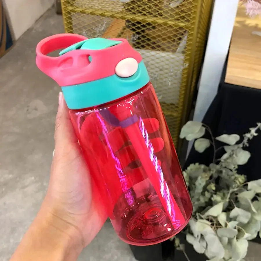 480 ml Baby-Fütterungsbecher, auslaufsichere Wasserflasche mit Strohhalm, tragbar, für Reisen, Fitnessstudio, Camping, Flasche, Safttrinkflasche für Kinder