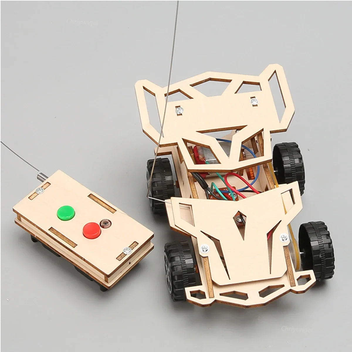 DIY Holz Fernbedienung Auto Holz Allradantrieb Racing Montage Wissenschaft Experiment Kits KINDER STEM Lernspielzeug