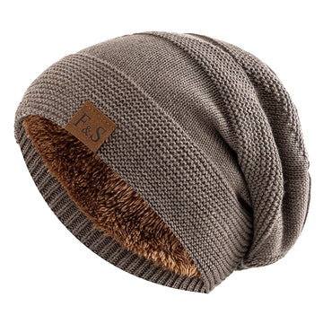 Neue Unisex Slouchy Winter Hüte Hinzufügen Pelz Gefüttert Männer Und Frauen Warme Beanie Cap Casual Label Decor Winter Gestrickte Hüte