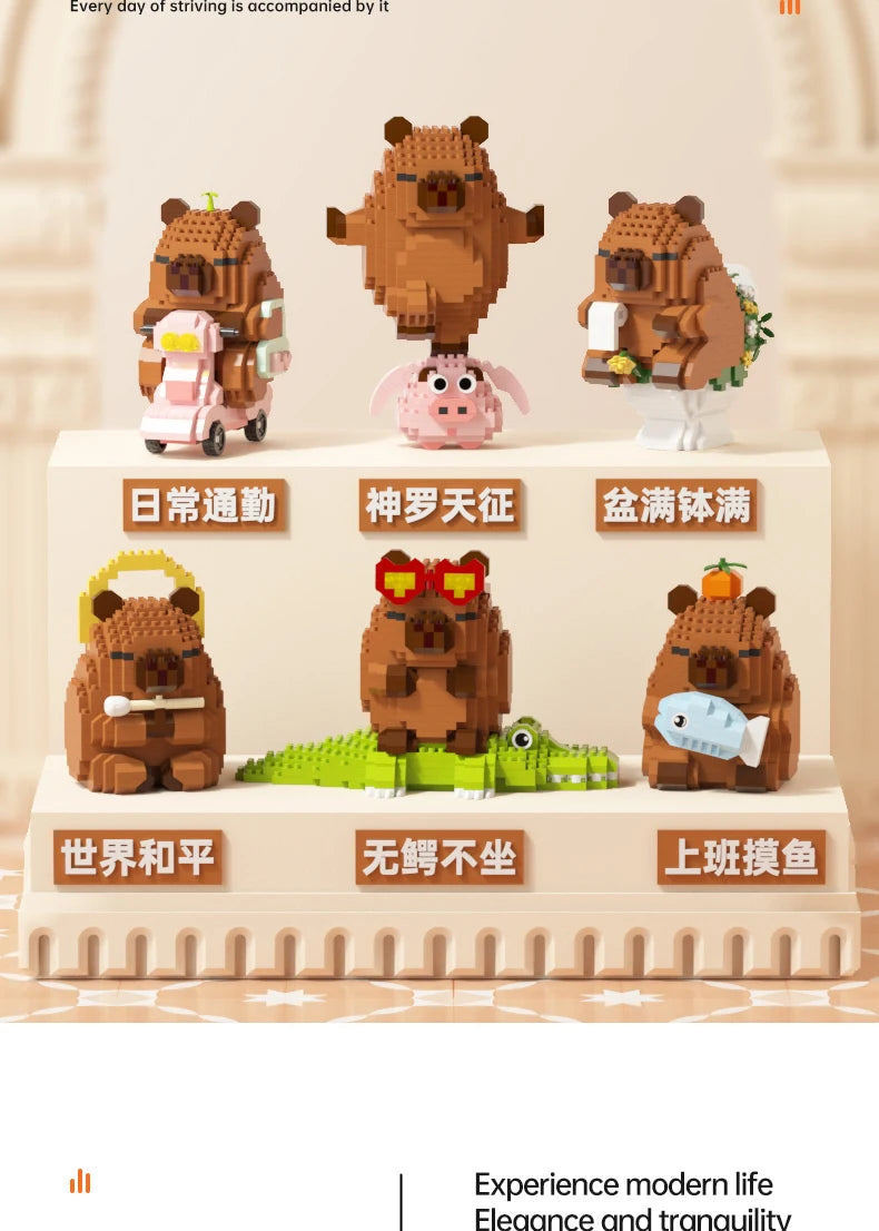 „Capybara Bausteine Set – Süßes Wasser-Meerschweinchen-DIY-Modell |   Lustiges STEM-Spielzeug für Kinder und Erwachsene