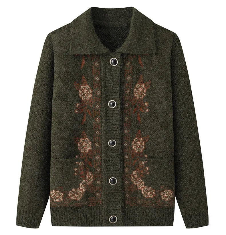 Kaschmir Oma Herbst Winter Verdicken Pullover Top Mittleren Alters Ältere Frauen Kleidung Mutter Strickjacke Warme Pullover Mantel XL-4XL