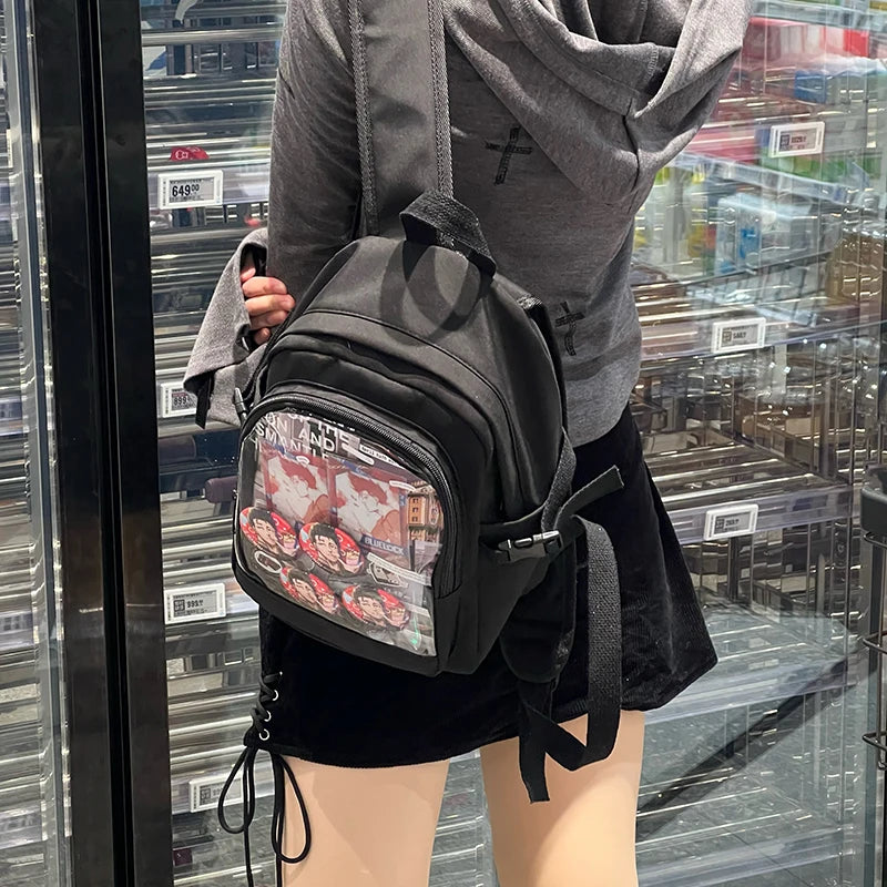Y2K Nette Mini Rucksack Frauen Kawaii Ita Tasche Süße Mädchen Transparent Rucksack DIY Persönlichkeit Display Rucksack Lolita Schulter Tasche