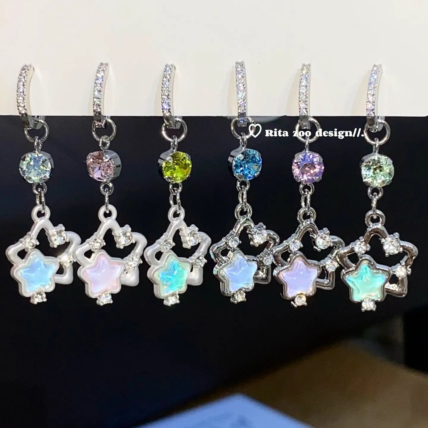 Französischer Süßer Stern-Handyanhänger Y2K Ästhetischer Kristallherz-Anhänger Kawaii Taschenanhänger Trendiger Schmuck Geschenk für Mädchen