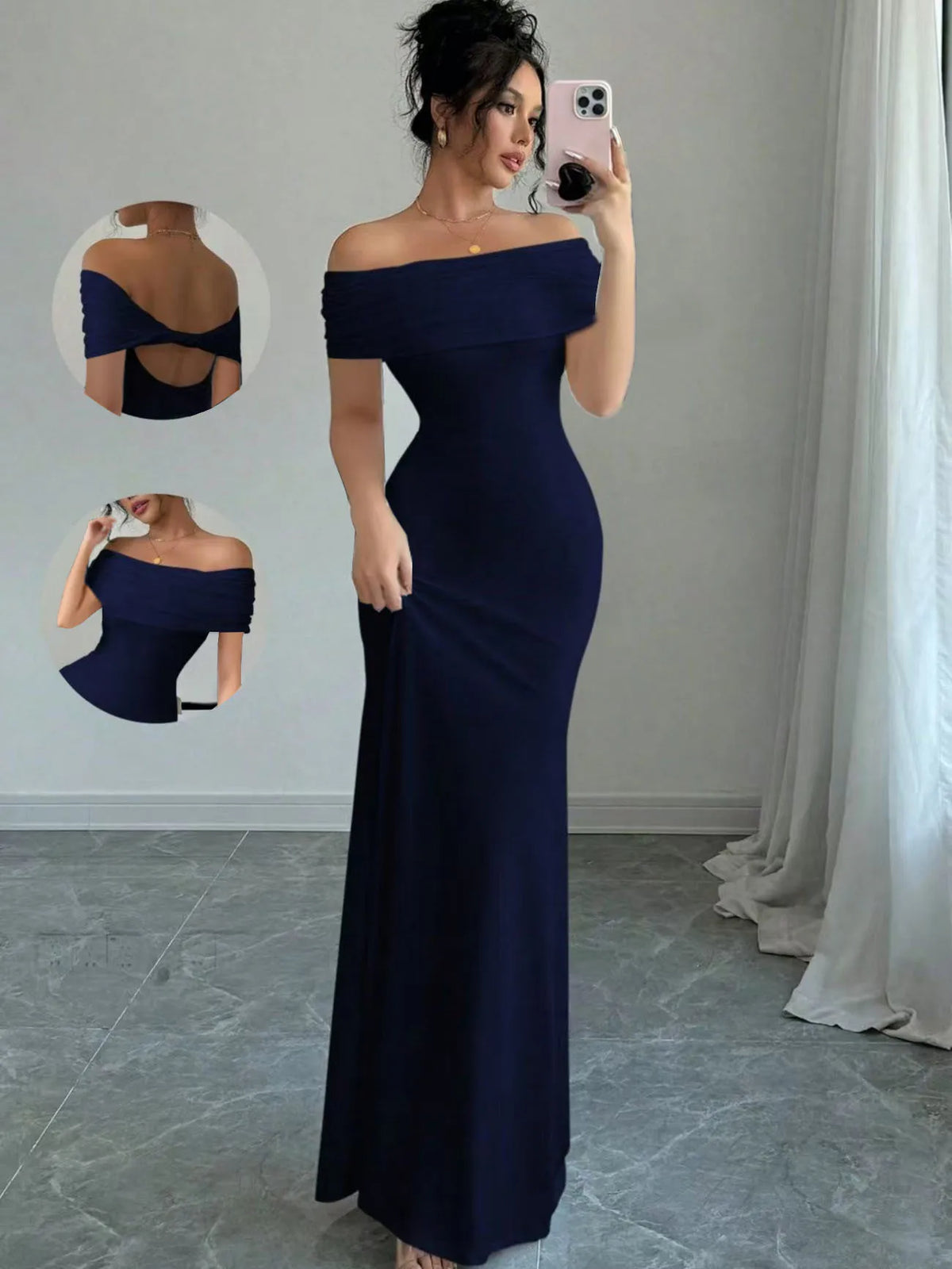 Schulterfreies Partykleid, ärmelloses, sexy, figurbetontes Midikleid für Damen, elegantes Bandage-Cocktailkleid für den Ausgehen