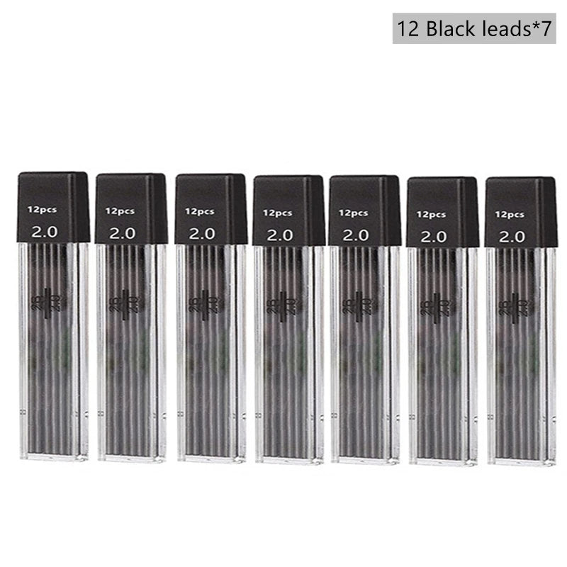 Druckbleistift-Set 2,0 mm mit 2B-Schwarz/Farben-Minenminen zum Schreiben, Skizzieren, Kunst, Zeichnen, Malen, Schule, automatischer Bleistift