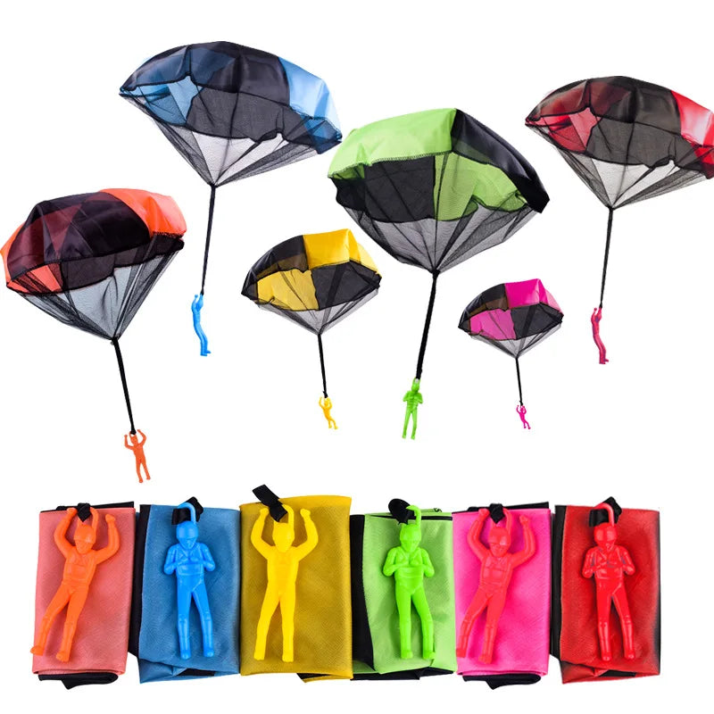 1 Stück Handwurf-Fallschirm, Lustiges Outdoor-Spielzeug, Geschenkspielzeug, Fallschirmsport mit Mini-Soldatenfiguren