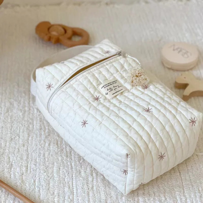Tragbare Kinderwagen-Wickeltasche, gesteppt, für Babywindeln, Caddy, Organizer, bestickte Mama-Taschen, Babyzubehör, Wickeltasche, Aufbewahrung