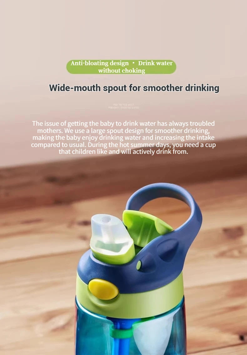480 ml Baby-Fütterungsbecher, auslaufsichere Wasserflasche mit Strohhalm, tragbar, für Reisen, Fitnessstudio, Camping, Flasche, Safttrinkflasche für Kinder