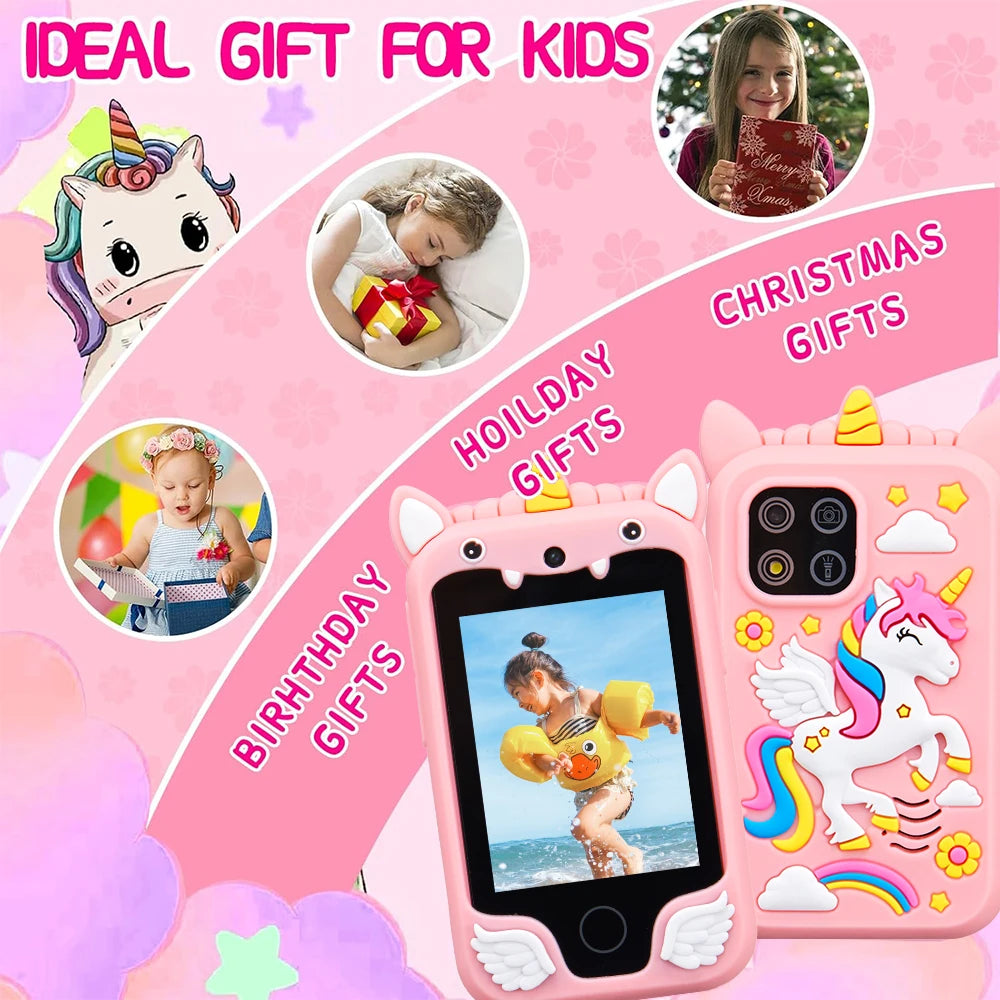 Kinder Smartphone Kamera Spielzeug Touchscreen Einhorn Baby Mobile MP3-Player Digital kamera Lernspiel zeug für Mädchen Jungen Alter 3-8