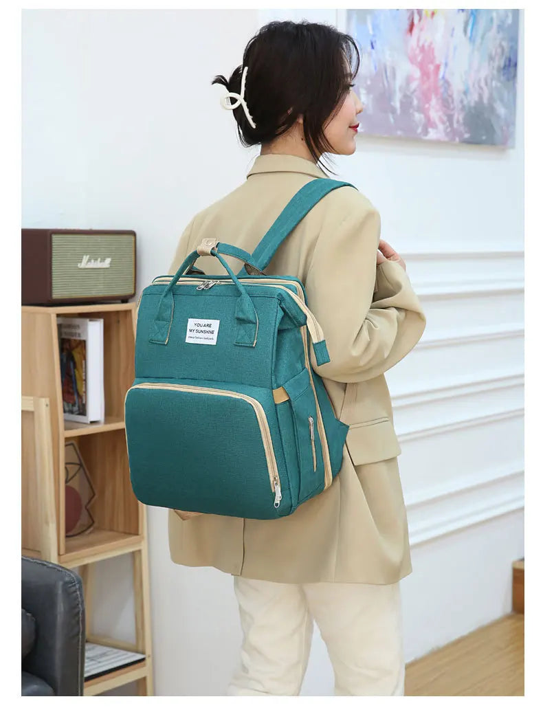 Modische Faltbare Babywiege Mutter-Kind-Tasche Große Kapazität Handtasche Flaschen- und Windelrucksack Mutter- und Mama-Tasche