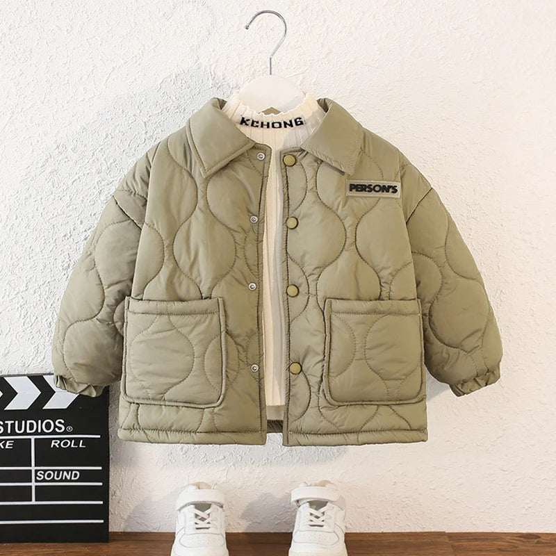 Herbst Kinder Baumwolle Jacke Winter Jungen Einfarbig Dicke Plus Samt Warme Mantel Für 3-10 Jahre Teen Kinder oberbekleidung Kleidung ﻿