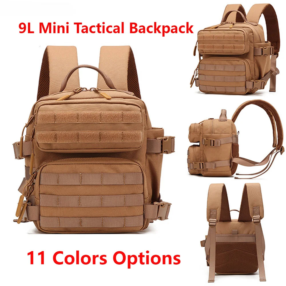 9L Sportrucksack MOLLE 3-Tage Bug Out Bag Mini Outdoor Pack für Damen Herren EDC Camping Wanderrucksack