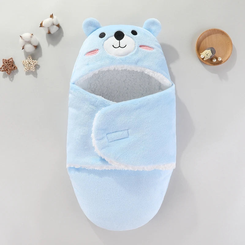 Weiche Baby-Schlafsäcke, warm, für Herbst und Winter, Wickeldecken für Neugeborene, CartoonCocoon für Babys, Flanell-Baby-Schlafsack, 0–9 Monate