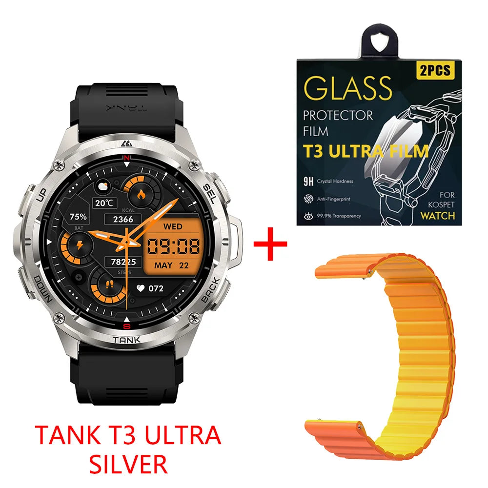 2025 KOSPET TANK T3 Ultra GPS Smart Uhr Für Männer Smartwatch Frauen 470 mAh Batterie Digitale Fitness AMOLED AOD Bluetooth uhren