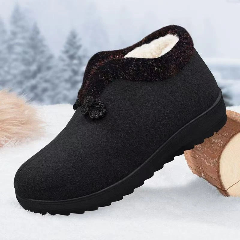 Neue Winter-Damenschuhe im Nordost-Stil, warme Baumwollschuhe, dick gefüttert mit Fleece, rutschfest, weiche Sohle, bequem für ältere Mütter und Großmütter, kältebeständig.
