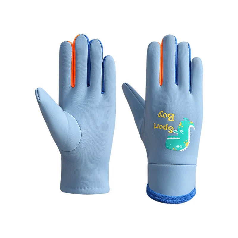 Kinder Warme Handschuhe Herbst Winter Cartoon Dinosaurier Jungen Mädchen Outdoor Radfahren Handschuhe für Kinder Winddichte Wasserabweisende Handschuhe