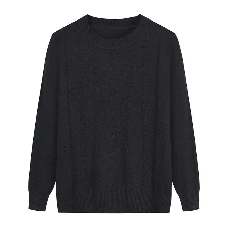 Rundhalspullover mit Zopfmuster für Frauen mittleren Alters und Senioren, für Mutter und Großmutter, Frühling, Herbst, Winter, Lässiger Basis-Pullover