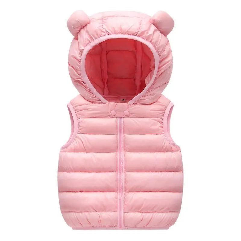 Neue Baby Jungen Mädchen Warme Daunenweste Herbst Winter Baumwolle Weste Mit Ohren Kinder Oberbekleidung Kinder Kleidung Kapuzenjacke Westen