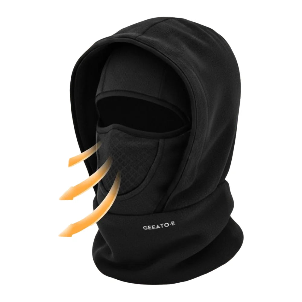 Wasserdichte Polar-Fleece-Sturmhaube, Thermo-Mütze zum Radfahren, Skifahren, mit Kapuze, Nackenwärmer für kaltes Wetter, Gesichts- und Nackenwärmer, Beanie-Mütze