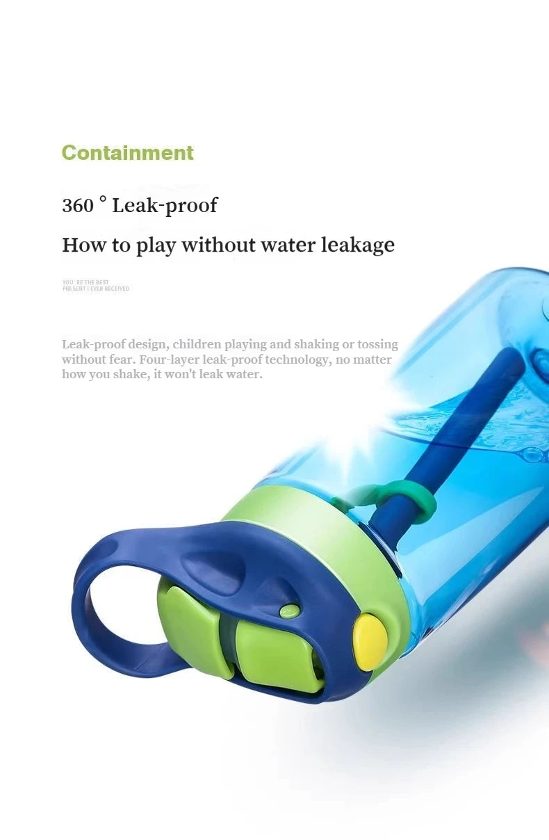 480 ml Baby-Fütterungsbecher, auslaufsichere Wasserflasche mit Strohhalm, tragbar, für Reisen, Fitnessstudio, Camping, Flasche, Safttrinkflasche für Kinder