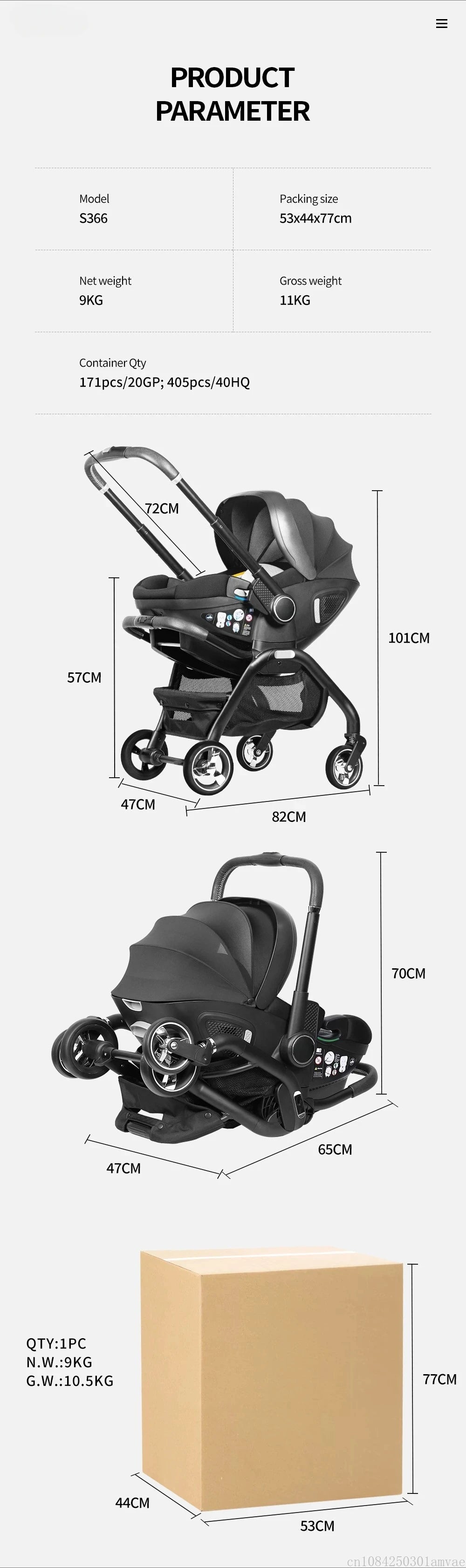 4-in-1 Kinderwagen, Luxuriöser Tragbarer Leichter Babywagen mit ISOFIX-Basis und Kindersitz für Neugeborene