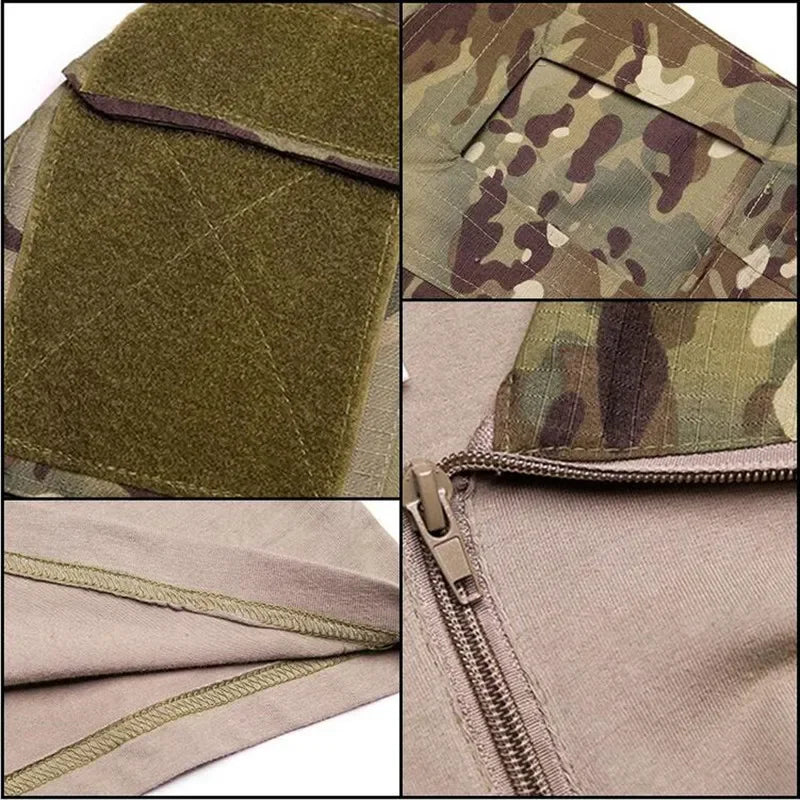 Outdoor Taktische Wandern T-Shirts Männer Kampf Militär Armee CP Camouflage Langarm Jagd Klettern Hemd Baumwolle Sport Kleidung
