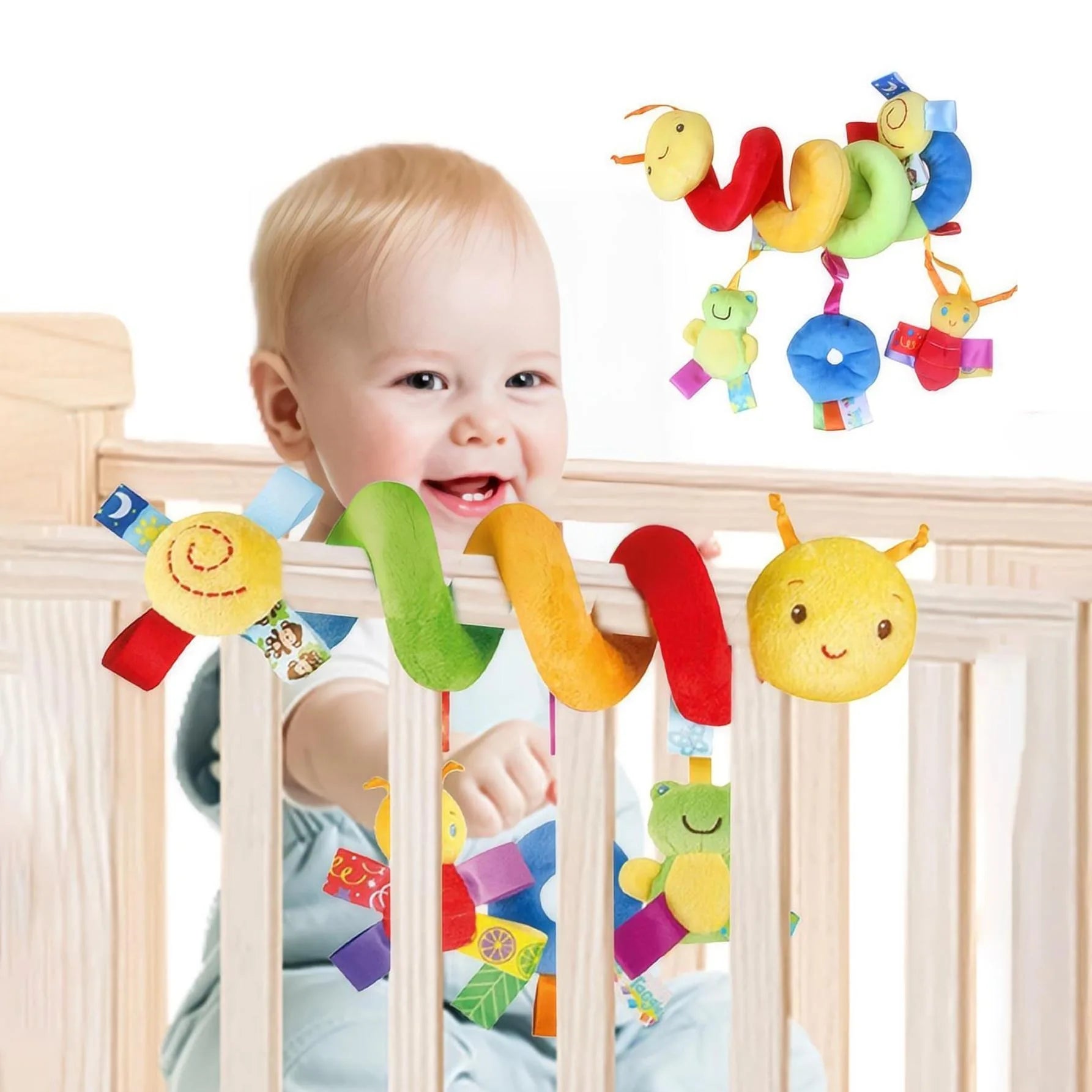 Autositzspielzeug für Babys, Spiral-Aktivitätsspielzeug, hängende Rassel, Plüschspielzeug zum Aufhängen am Kinderwagen, sensorisches Spielzeug für Neugeborene, Geschenk für Neugeborene