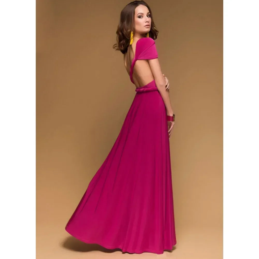 Mode Multi-getragen V-ausschnitt Vestidos De Fiesta Frauen Lange Kleid Sexy Geschnallt Dame Sommer Maxi Kleid