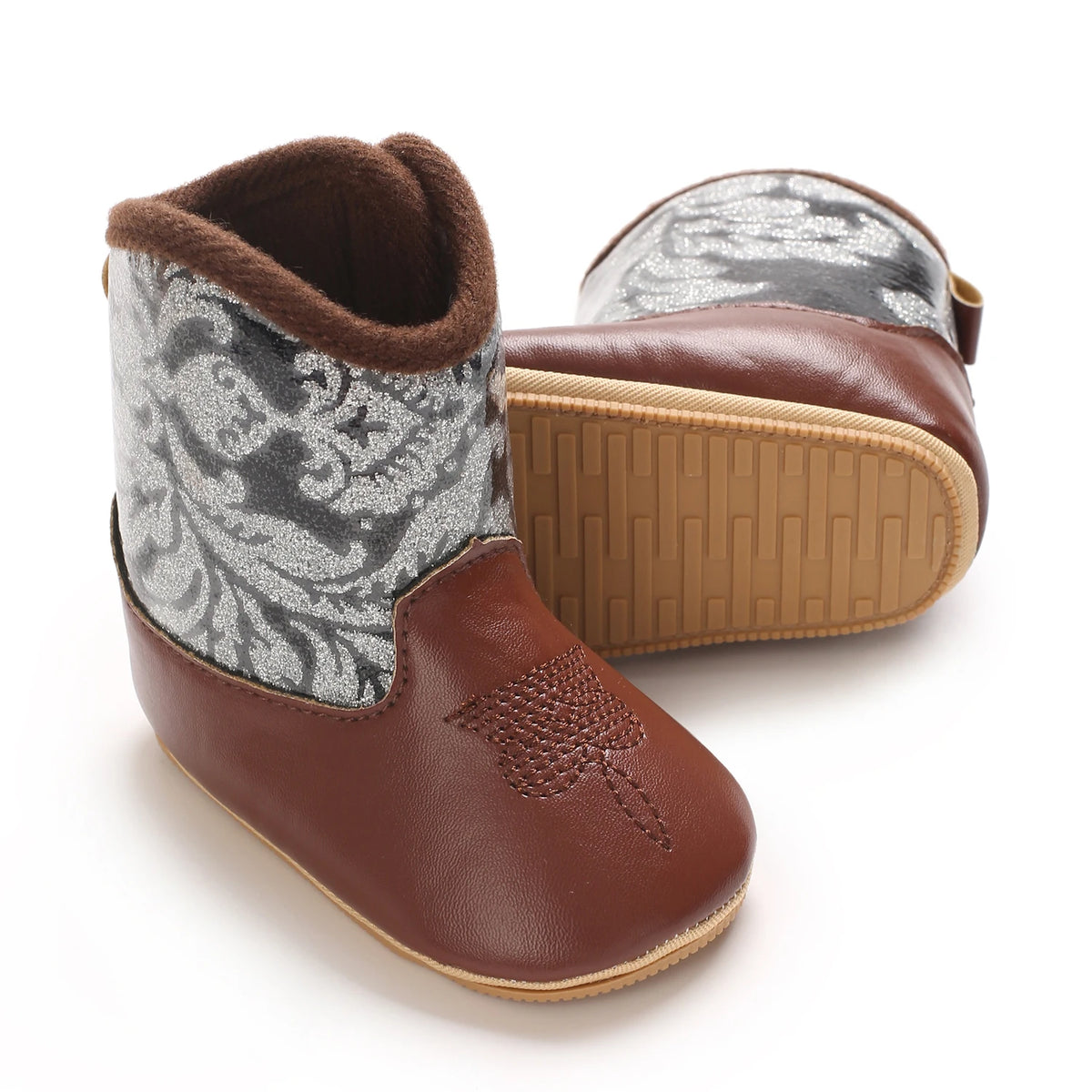 Winterstiefel für Babys, Jungen und Mädchen, 0–12 Monate, Western-Denim, Lauflernschuhe, warm, lässig, modisch