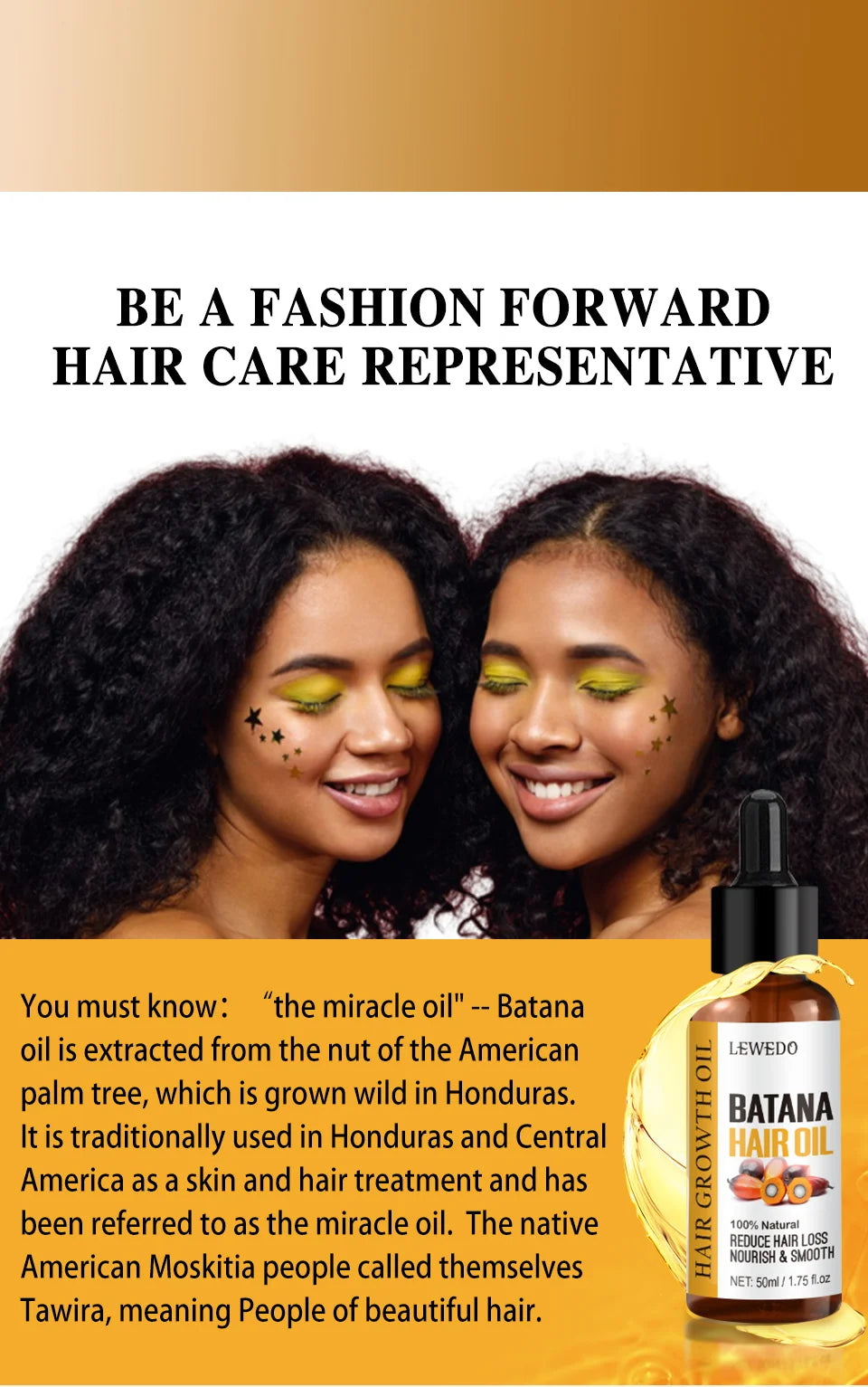 Lewedo Naturals Batana-Öl, schnelles Haarwachstum für Männer und Frauen, reines Batana-Öl, nährt glänzendes Haar, gesunde Haarpflege, Anti-Haarausfall