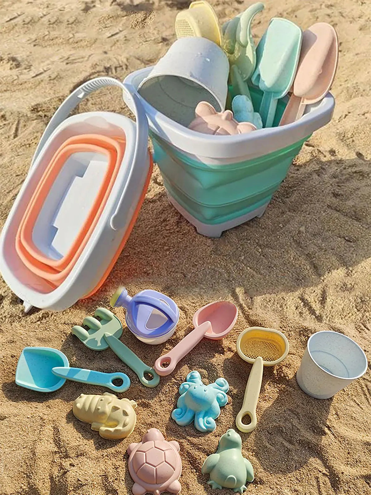 11/5/1 PCS Strand Sand Spielen Wasser Set Klapp Eimer Sommer Spielzeug für Kinder Kinder Outdoor Spiel sandkasten Zubehör Farbe Zufällig