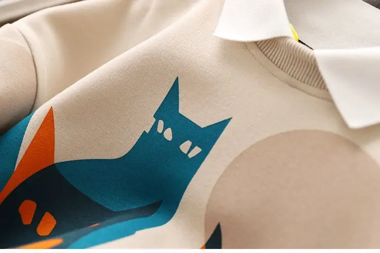 Herbst Winter Kinder Mädchen Jungen Baumwolle T-Shirt warme Outwear schöne Druck Katze Langarm Teenager Hoodie Sweatshirts 5 bis 12 Jahre