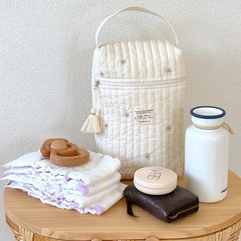 Tragbare Kinderwagen-Wickeltasche, gesteppt, für Babywindeln, Caddy, Organizer, bestickte Mama-Taschen, Babyzubehör, Wickeltasche, Aufbewahrung
