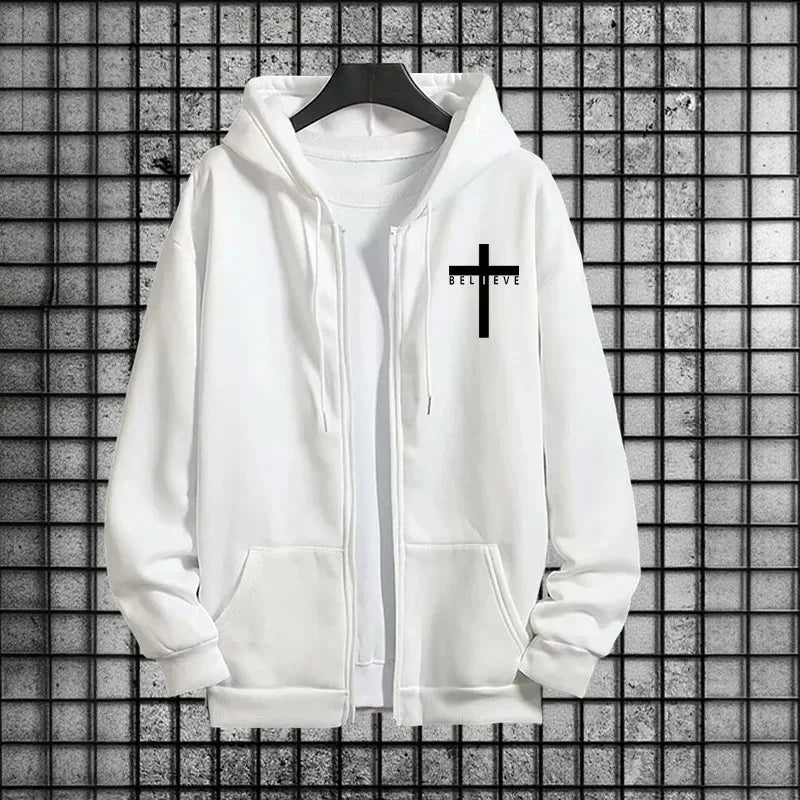 CrosofChrist Herren Hip-Hop Trainingsanzug 2025 N 2-teiliges Outfit Reißverschluss-Hoodie Jogger Urban Streetwear Herbst Winter Mode