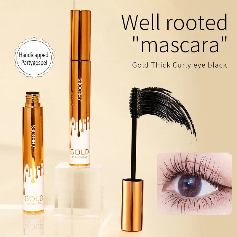 3D Mascara Verlängerung Schwarz Wimpern Wimpern Verlängerung Wimpern Pinsel Schönheit Make-Up Langlebige Gold Farbe Mascara