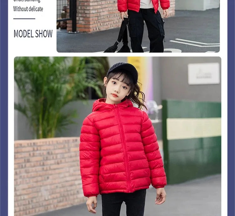 Herbst Winter Teen Jungen Mädchen wärmen Daunen jacke Kinder Baumwolle Oberbekleidung neue Mode Kapuze Reiß verschluss Mäntel 3-12 Jahre Kinder kleidung